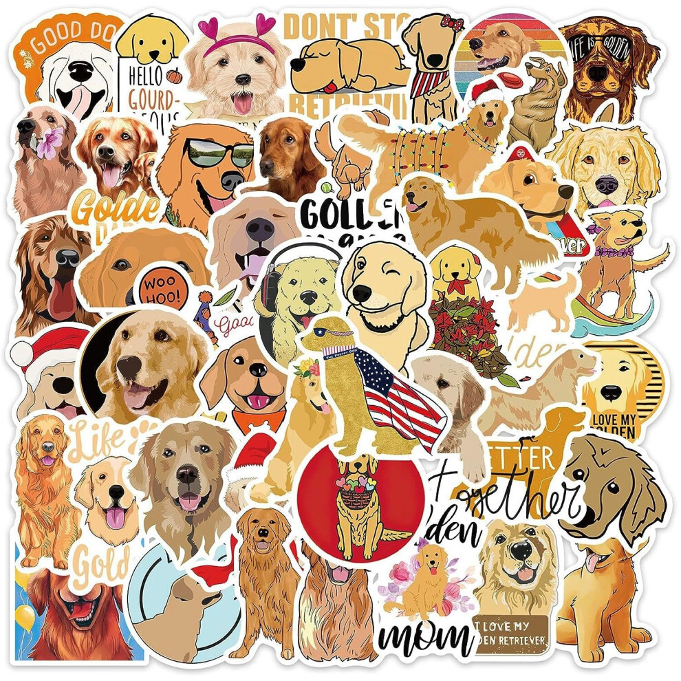 Golden Dog Stickers 50 Pack Cute Stickers Husky Waterproof Golden Hair Stickers Water Bottle LaptopOutdoor Decoration for Children and Adolescent