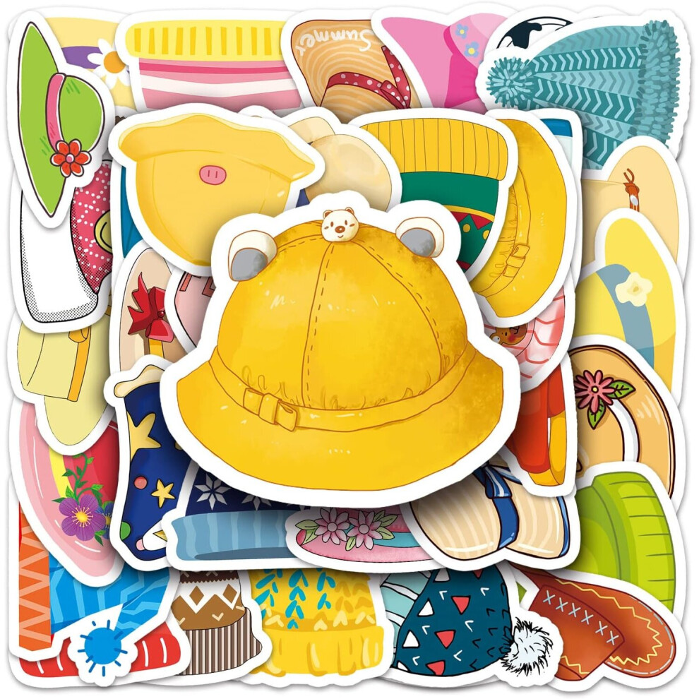 Hat Stickers - 50 Pcs Cartoon Waterproof Decals DIY for Party Supplies PVC Decoration for Laptop Guitar Gift to Teens Familys Friends