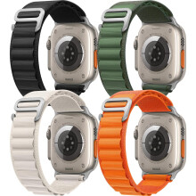 4 Pack Apline Loop Bands Compatible with Apple Watch Ultra 49mm 45mm 44mm 42mm Nylon Sport,Titanium G-Hook Strap for iWatch Series 8 7 6 5 4 3 2 1 SE