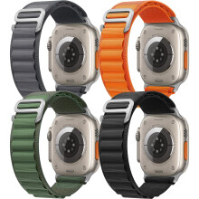 4 Pack Apline Loop Bands Compatible with Apple Watch Ultra 49mm 45mm 44mm 42mm,Nylon Sport,Titanium G-Hook Strap for iWatch Series 8 7 6 5 4 3 2 1 SE