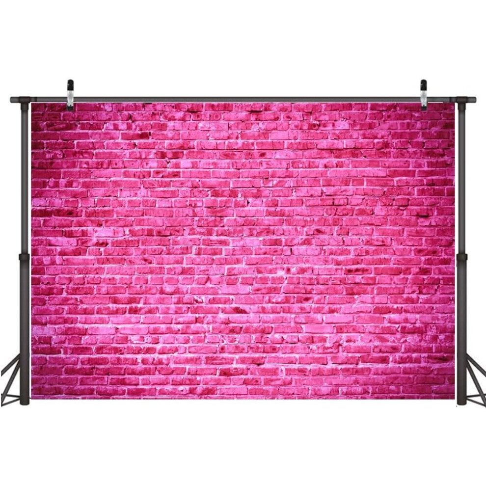 5X3ft Brick Wall Backdrop Birthday Graduation Party Table Decoration Banner Photography Background Girl Youngster Artistic Portrait Photos Pink 7770197688413