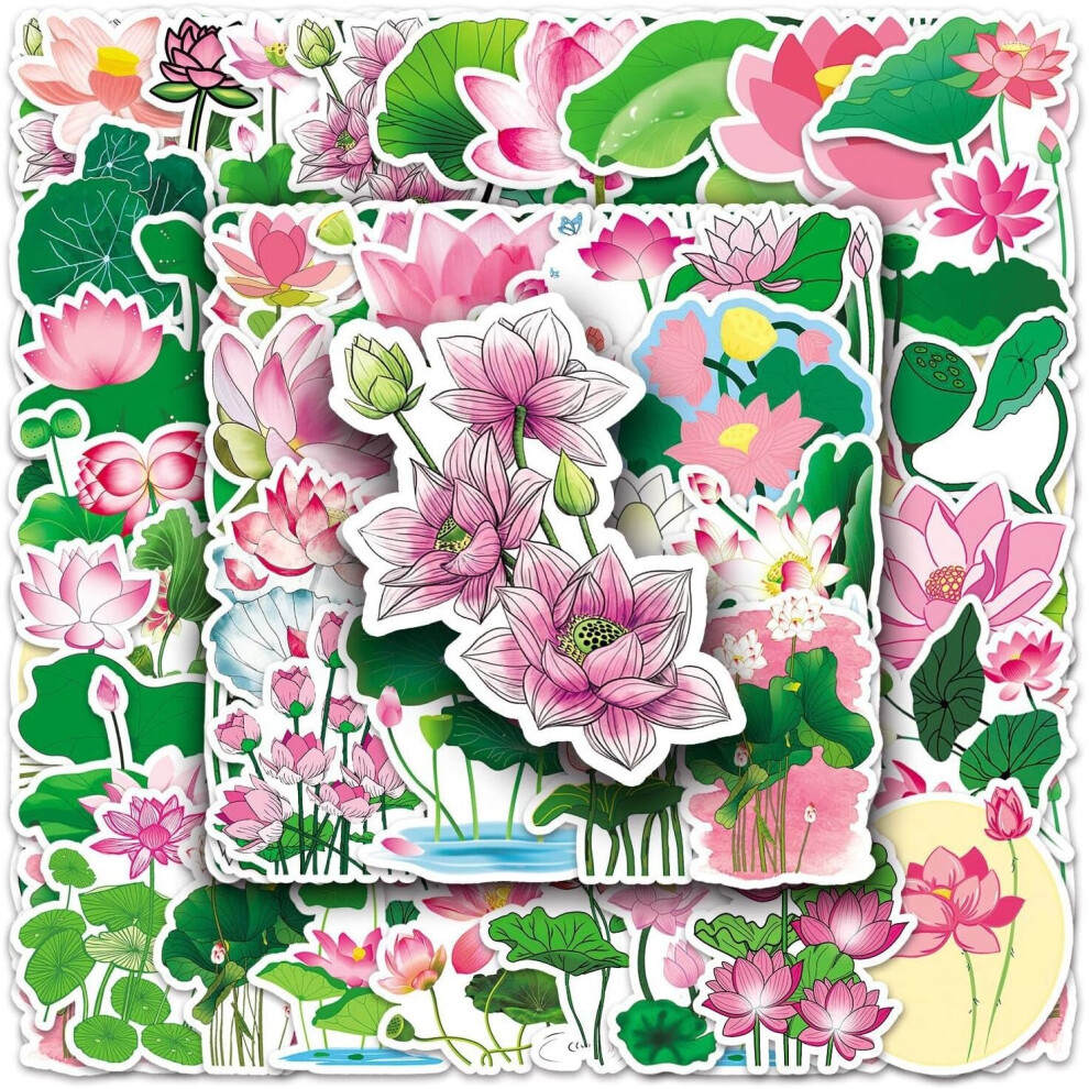 Lotus stickers 50 waterproof stickers for laptops, mobile phones, computers, guitars, skateboards, girls, and teenagers as gifts