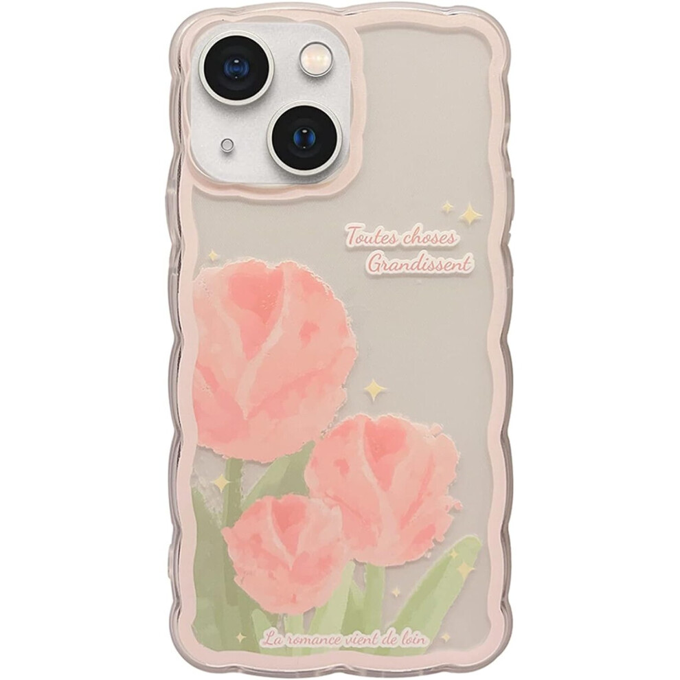 Photos - Case TIANFU iPhone14  for Women Girls, Lovely Floral Pattern Wave Comfortable Grip Design for Girly, Slim Thin Soft Flexible TPU Cle 