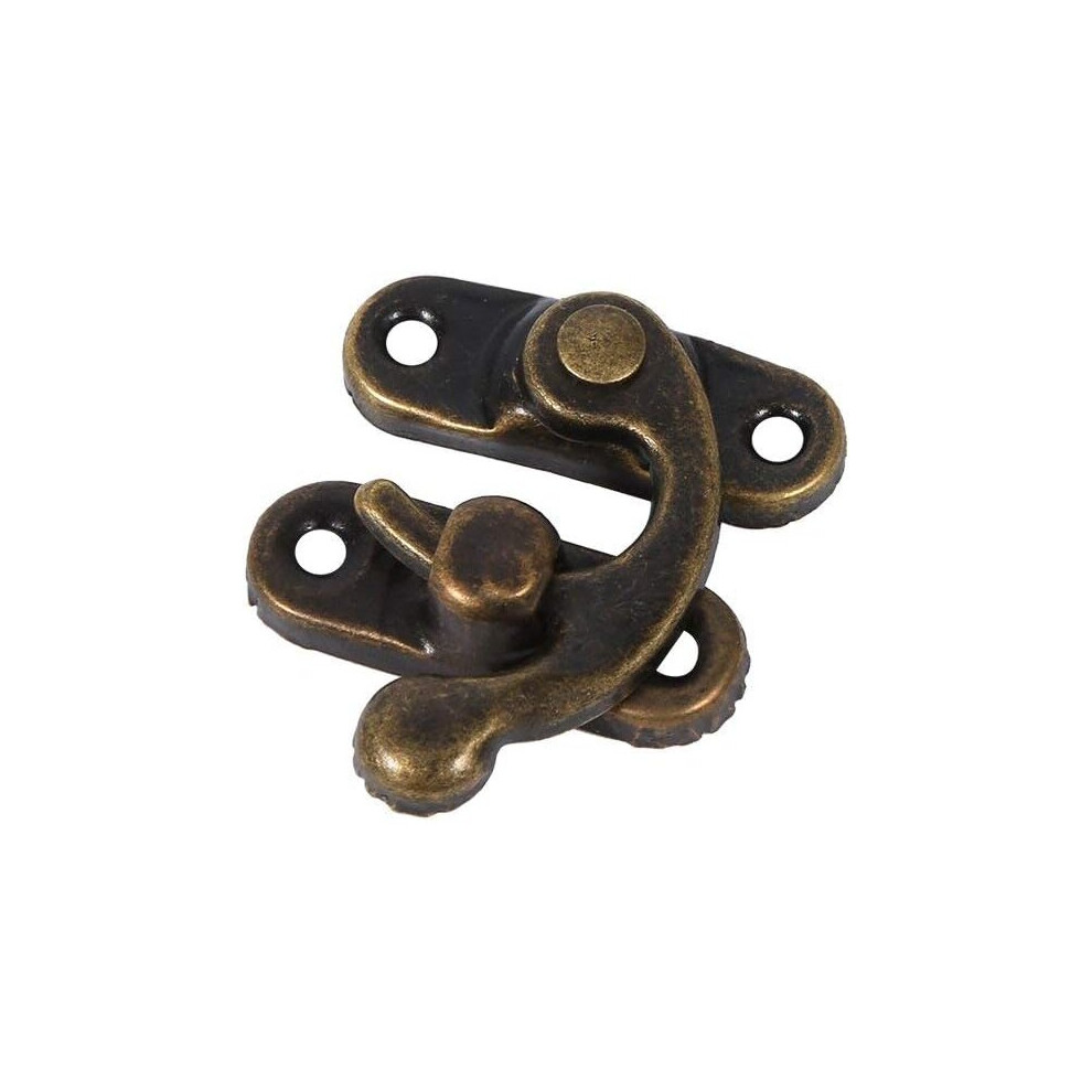 12pcs Antique Left/Right Latch Hook Hasp Horn Latch with Screw Latch Bag DIY Wood Jewelry Box Decorative Gift Wine Wooden Box (Right-Dark Bronze)