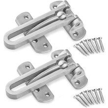 2Pack Security Door Latch Steel Window Guard Lock Front Door Without Chain Latch Lock For Window Door, Prevent Forced Entry