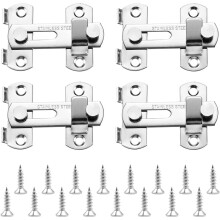 Pieces Sliding Latch Door Latch, Sliding Hasp Small Security Door Latches with Sliding Screw Lock Bolts for Garden and Port Windows (70 * 50 mm)