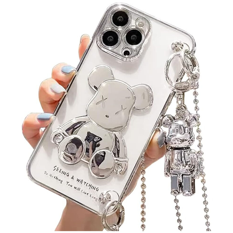 Photos - Case TIANFU IPhone 13 phone , cute cartoon 3D animal character set, with metal tethered bell pendant and bear doll 