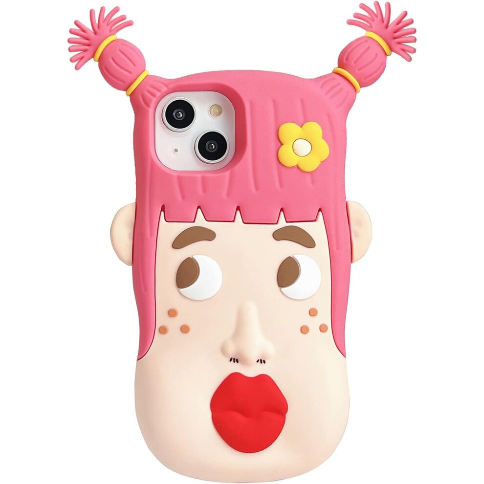 Photos - Case TIANFU iPhone14 Pro Max CasePhone Cases,Cute 3D Cartoon Cool Pink Beautiful Girl with Flower Soft Silicone Shockproof ProtectiveFun 