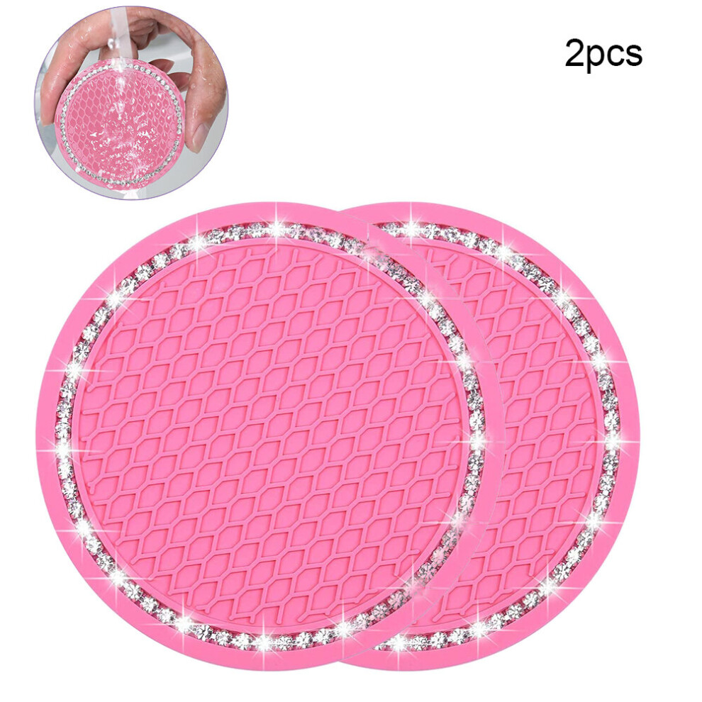 Car Coasters, Car Cup Holder Insert Coaster - Anti Slip Universal Vehicle?Interior Accessories Crystal - 2Pcs Pink 7770197696883