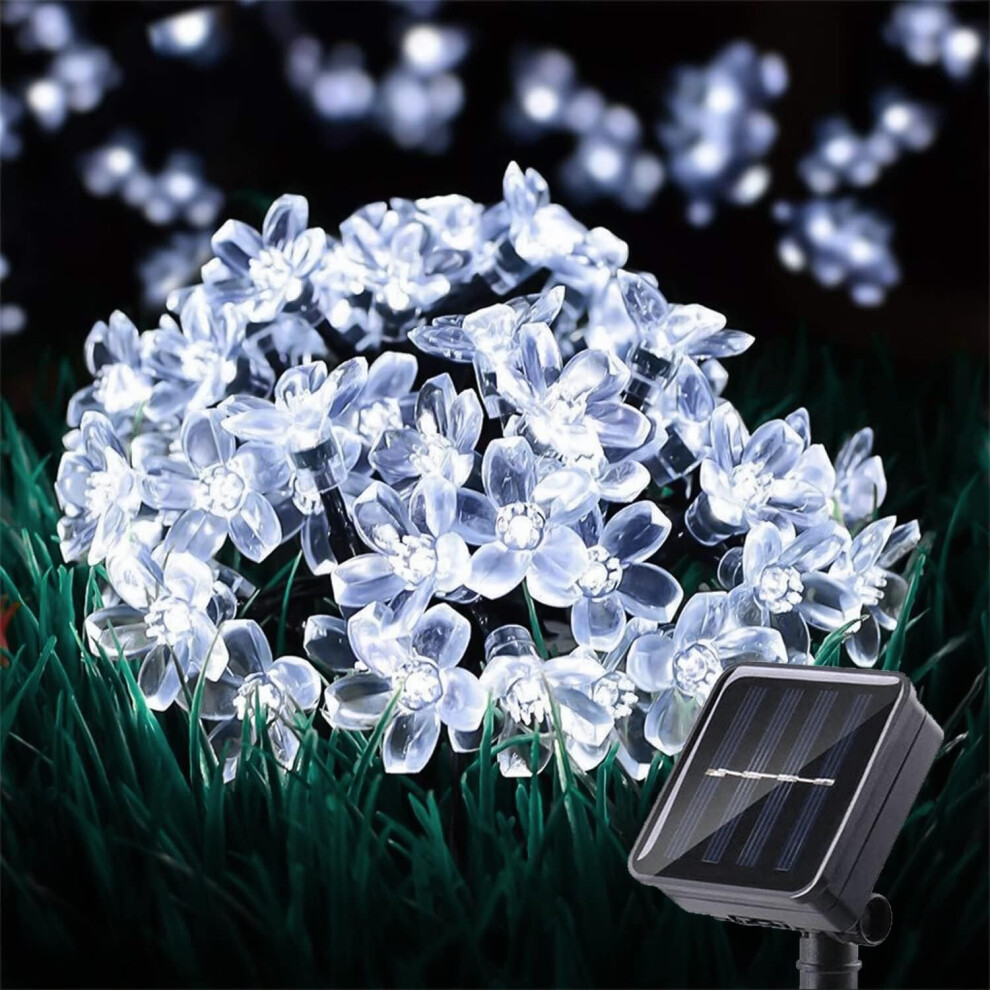 Outdoor Solar Flower String Lights Waterproof 50 LED Fairy Light Decorations for Christmas Tree Garden Patio Fence Yard Spring (Cool White)-image-OPC-PCCVXZJ-NEW