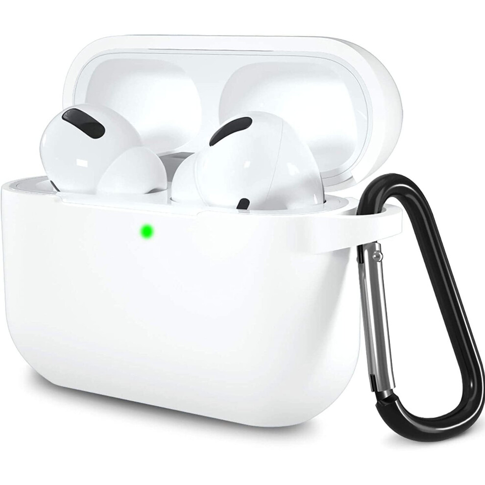 Airpods Pro Case,Waterproof Silicone Airpods Pro Case Cover,Shockproof Full Protective Cover For Airpods Pro With Carabiner White 7770197701617