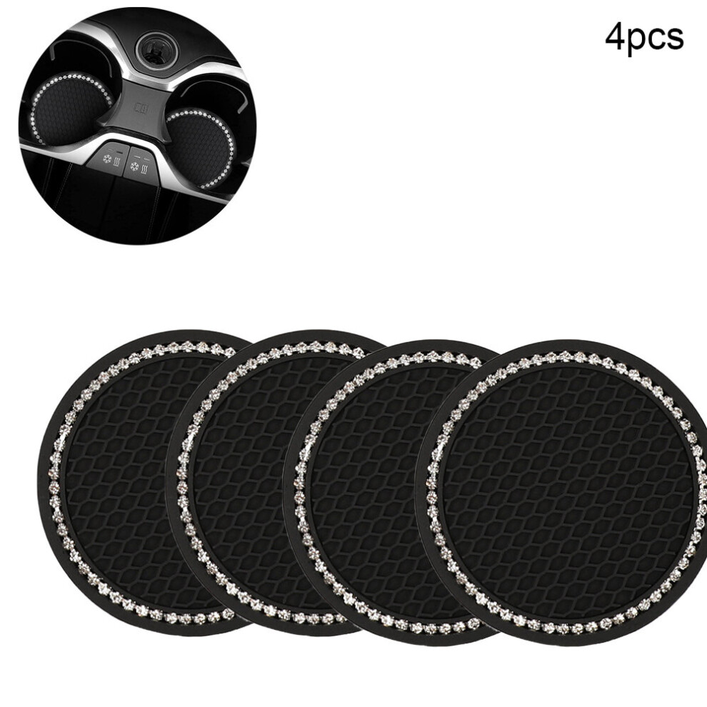 Car Coasters, Car Cup Holder Insert Coaster - Anti Slip Universal Vehicle?Interior Accessories Crystal - 4Pcs Black 7770197696906
