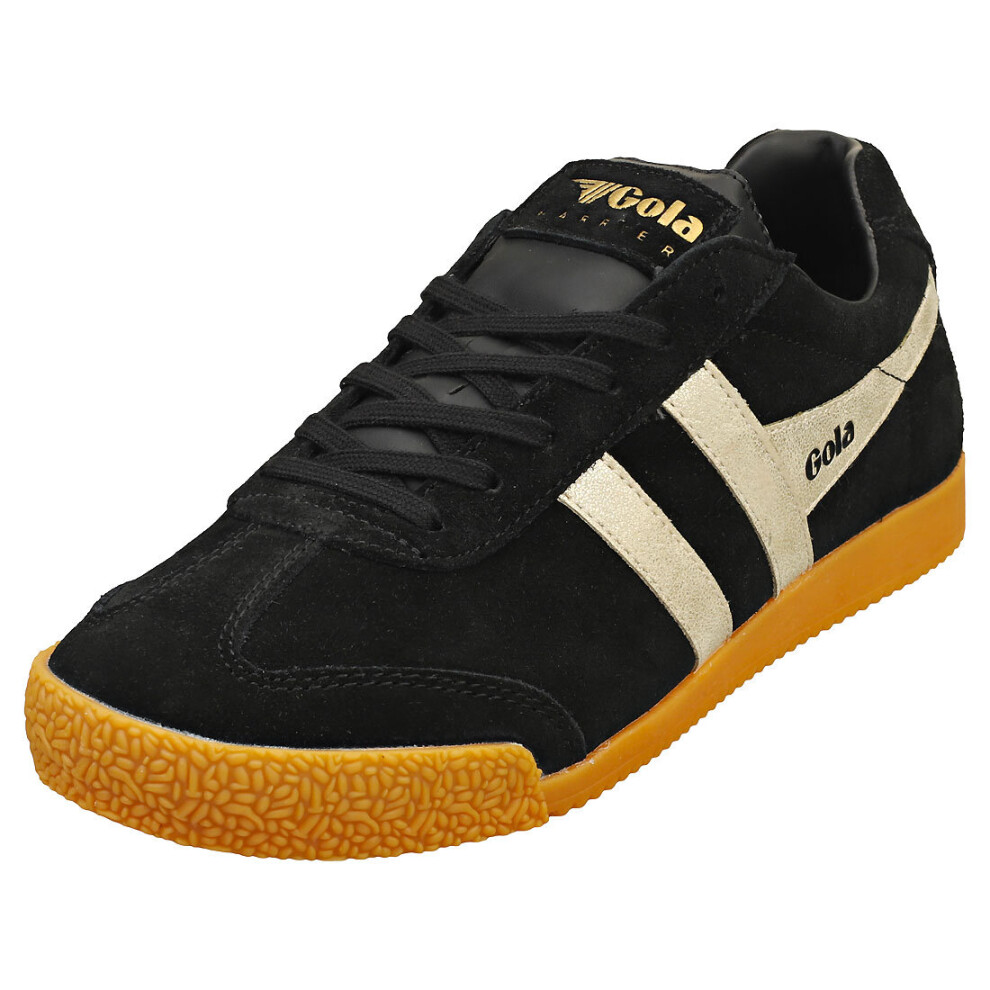 (6) Gola Harrier Mirror Womens Classic Trainers in Black Gold