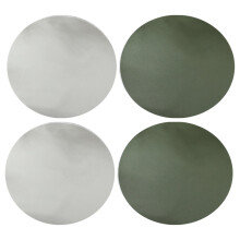 Round Placemats And Coasters, Coffee Mats Kitchen Table Mats, Waterproof, Easy To Clean, Dining Table-Dark Green + Gray
