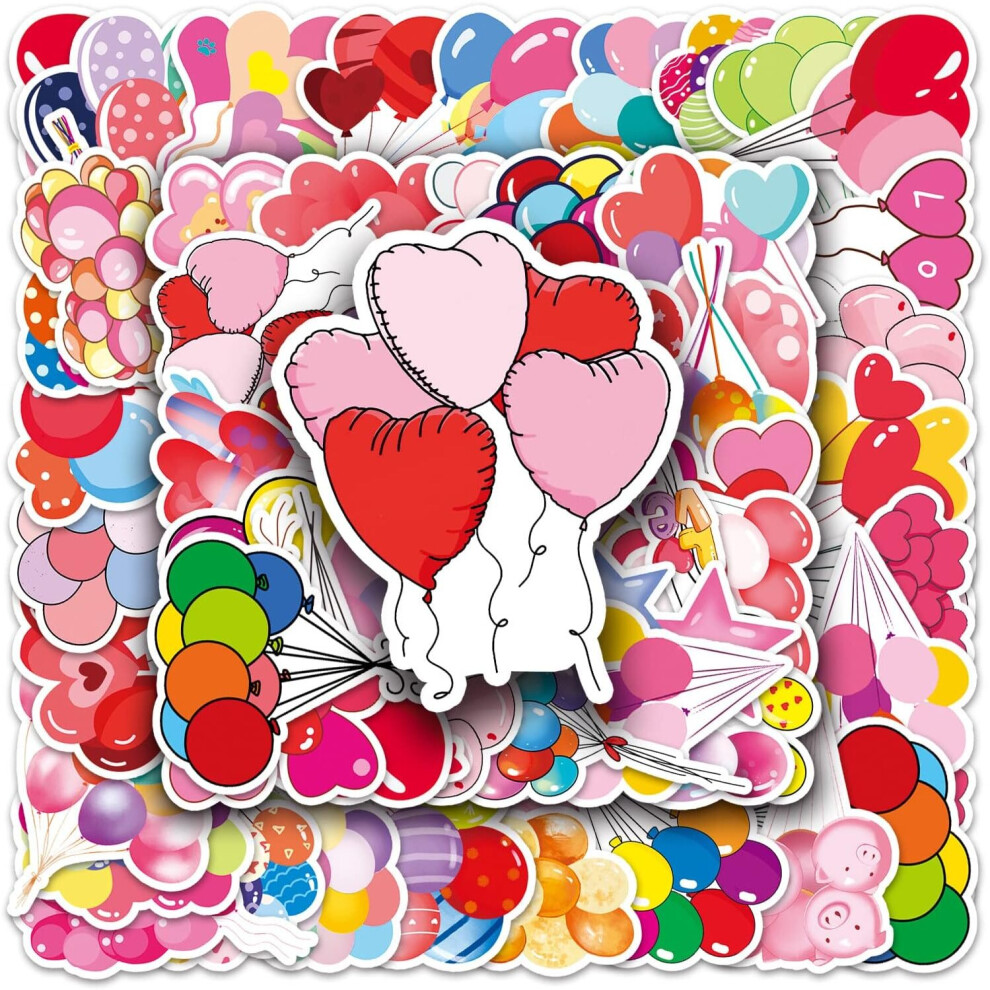 Balloon Stickers - 50 Pcs Cartoon Waterproof Decals DIY for Party Supplies PVC Decoration for Laptop Guitar Gift to Teens Familys Friends