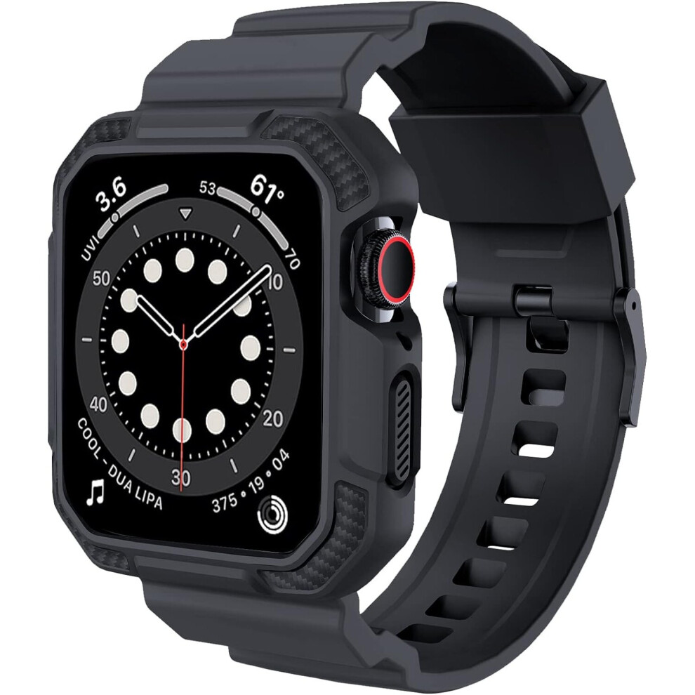Compatible With Apple Watch Band 45Mm 44Mm 42Mm With Case, Shockproof Rugged Band Strap-(Dark 42-44Mm) Grey 7770197698559