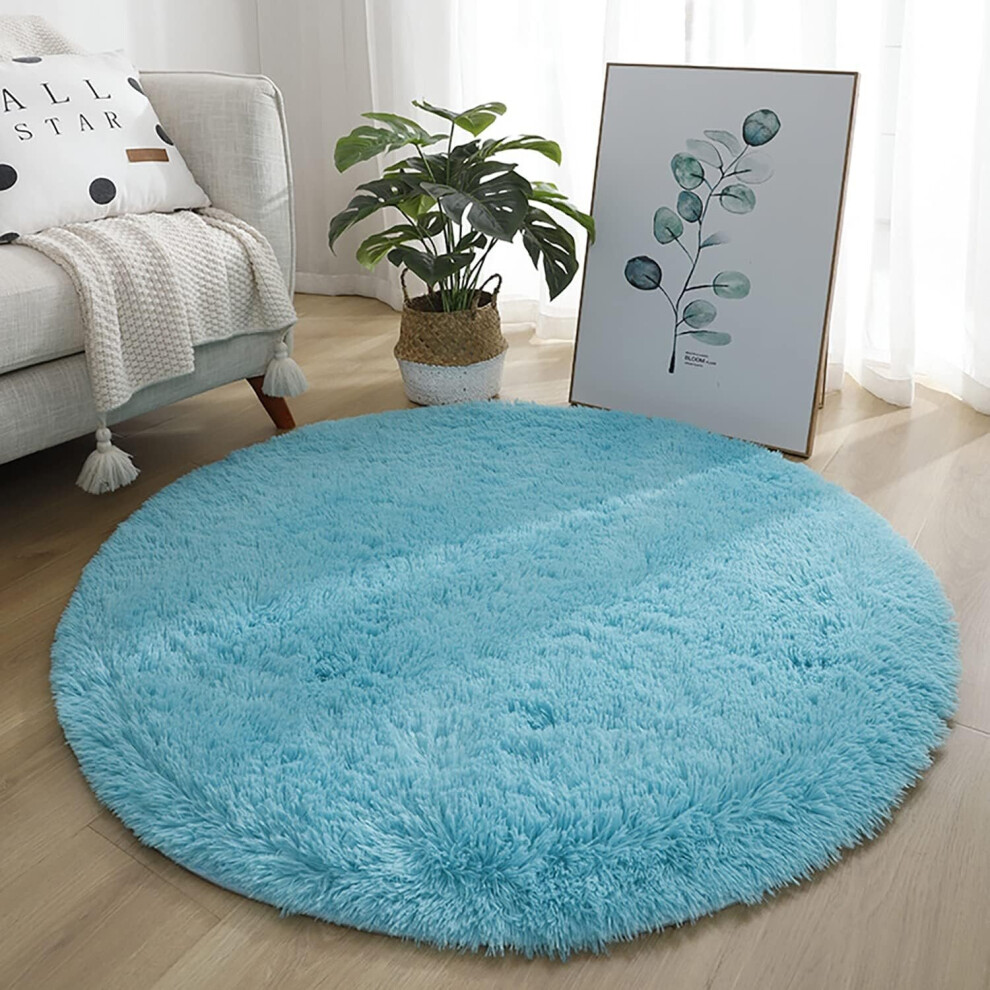 Round Rug, Modern High Pile Rug, Bedroom Bedside Rug, Comfortable and Soft Non-Slip Shaggy Floor Mat, Fluffy Carpet,Royal Blue,60cm/24inch