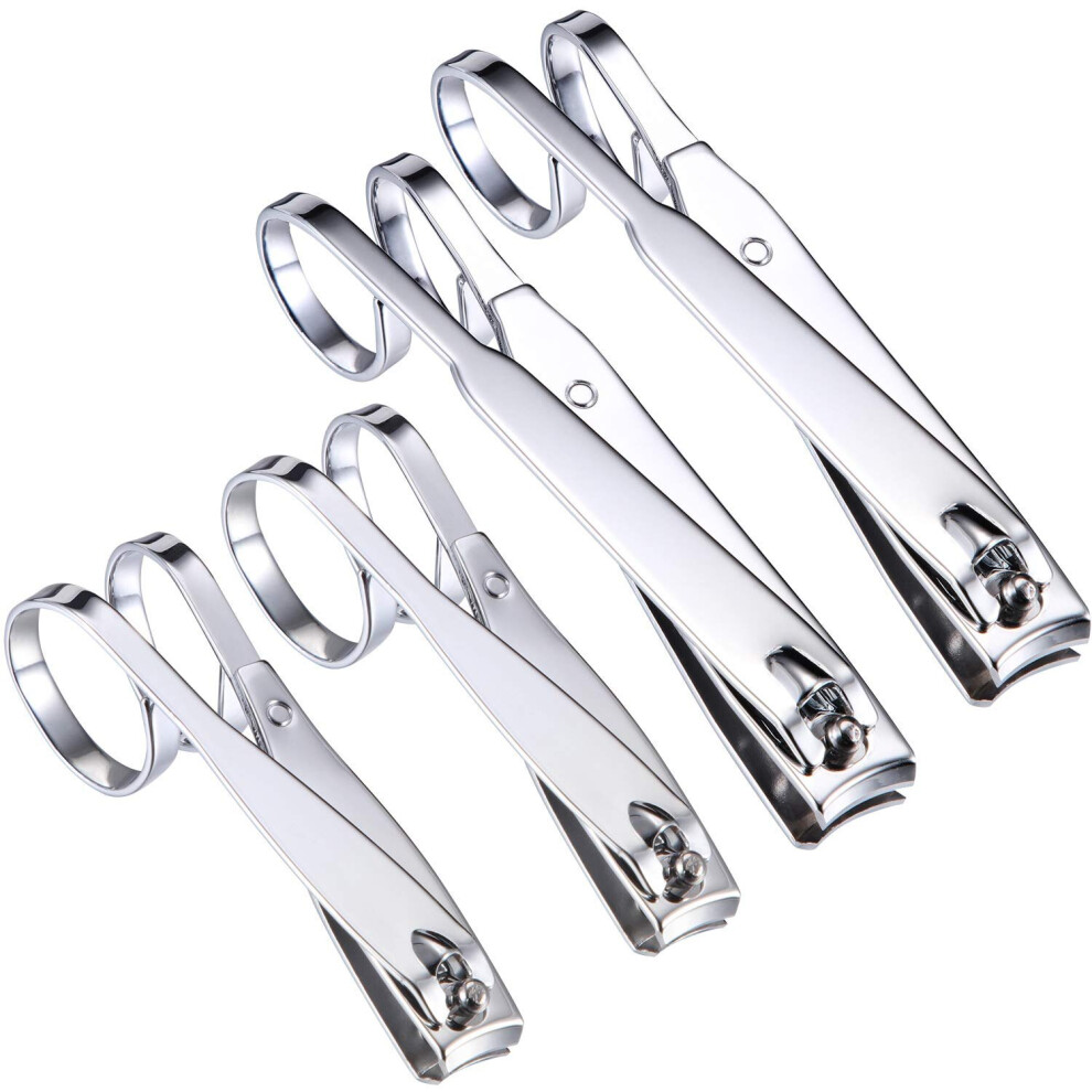 4 Pack Grip Nail Clippers 360 Degree Swivel Head Scissor Grip Toenail Clippers Stainless Steel (Easy Grip)