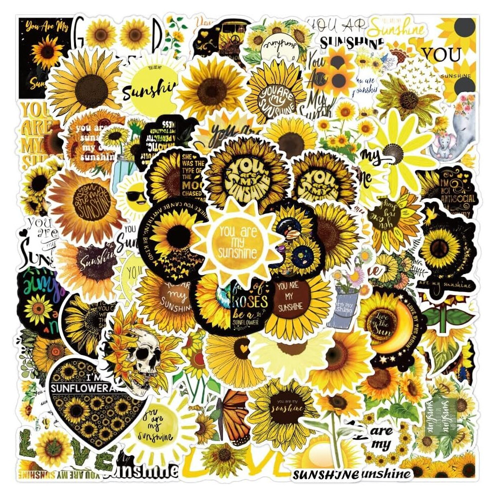 Sunflower stickers 100 cute stickers laptop water bottle, vinyl decorative skateboard waterproof guitar