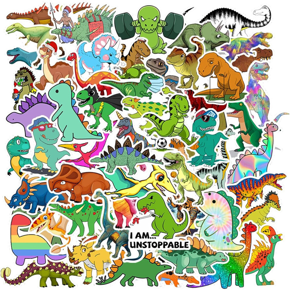 Tianfu 100Pcs Dinosaur Stickers, Cute Waterproof Cartoon Stickers For Kids, For Stationery, Luggage, Teaching Rewards