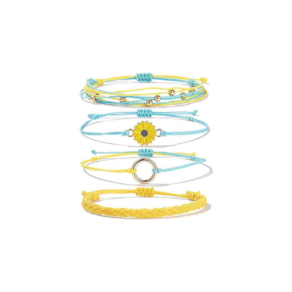 Sunflower String Bracelet Handmade Braided Rope Charms Boho Surfer Bracelet for Teen Girls Preteens Women-image-OPC-PCCVWXM-NEW