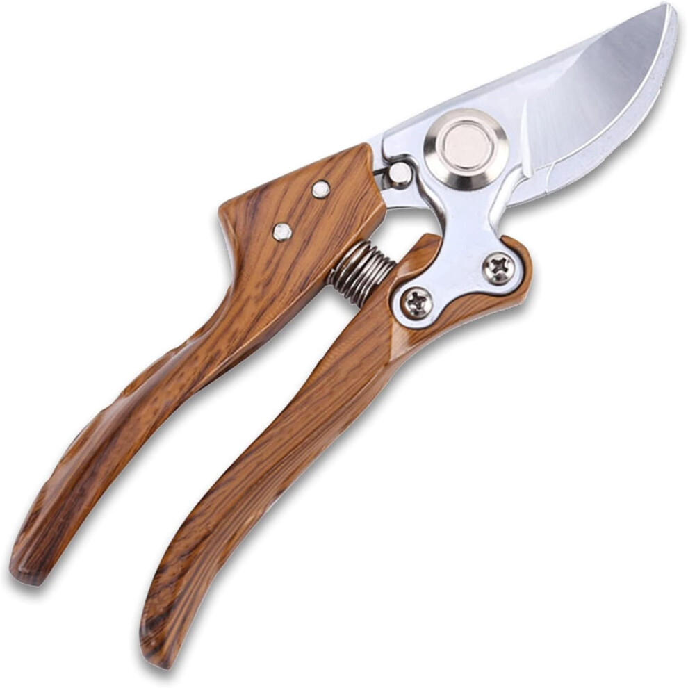 Tianfu Professional Manual Garden Pruning Shears: Gardening Clippers Pruner With Wood Handle, 200Mm Garden Scissors Sharp Sk5 Blade Grain