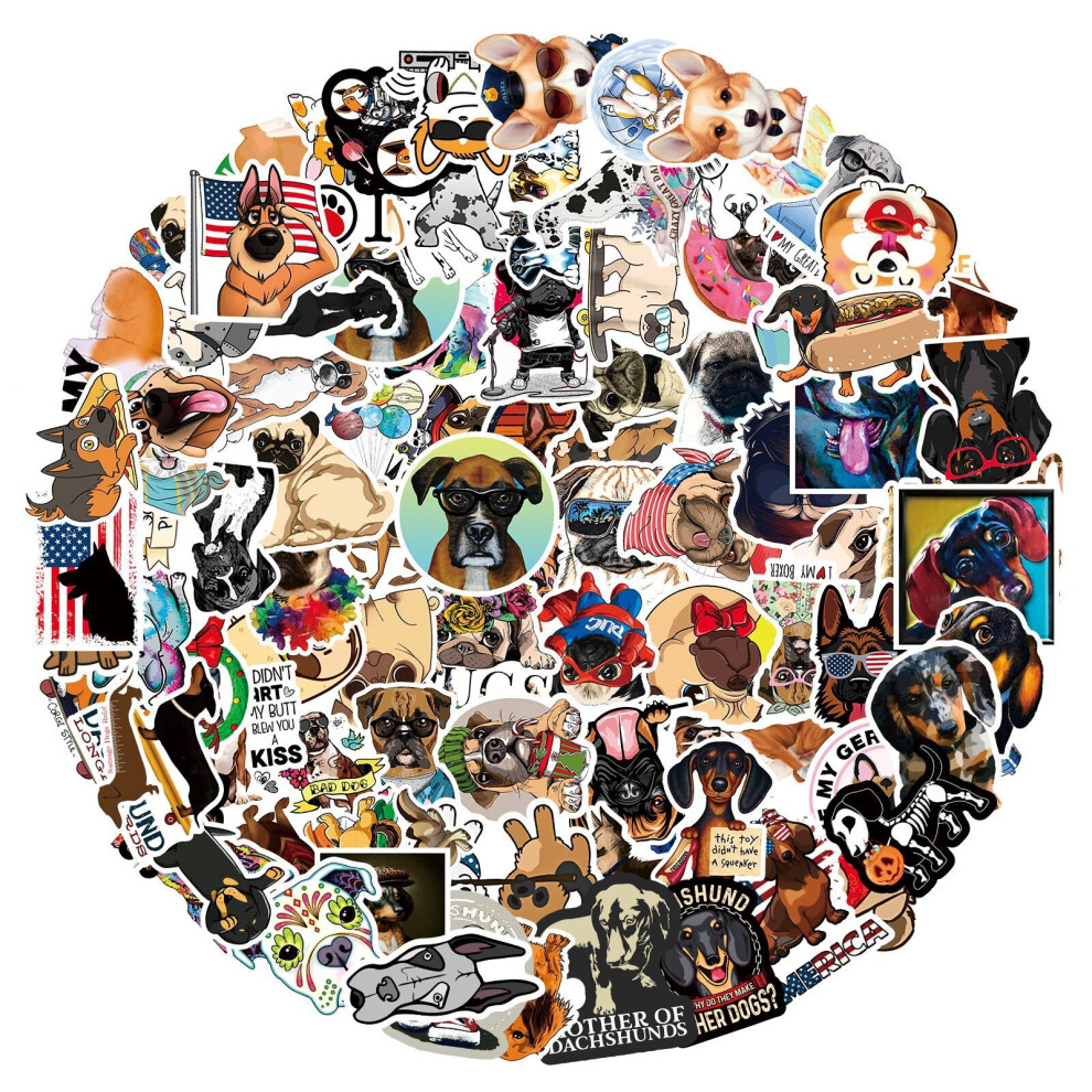 100 pieces of dachshund dog stickers waterproof vinyl stickers suitable for laptops, tablets, water bottles, bicycles, luggage computers