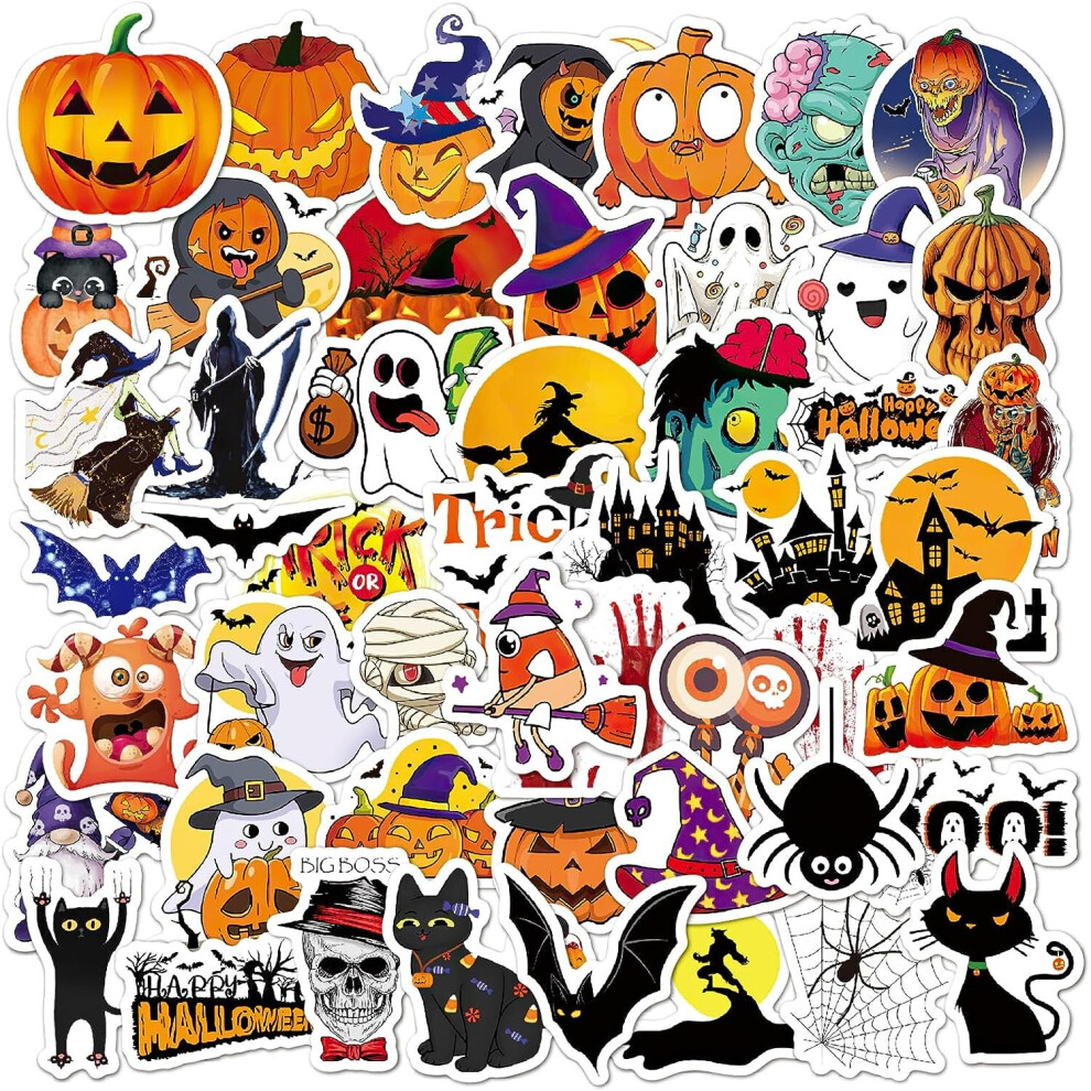50 PCS Non-Repeating Halloween Stickers, Halloween Party Favors,Vinyl Waterproof Holiday Party Stickers, Kids and Youth Adult Party Favors Gifts