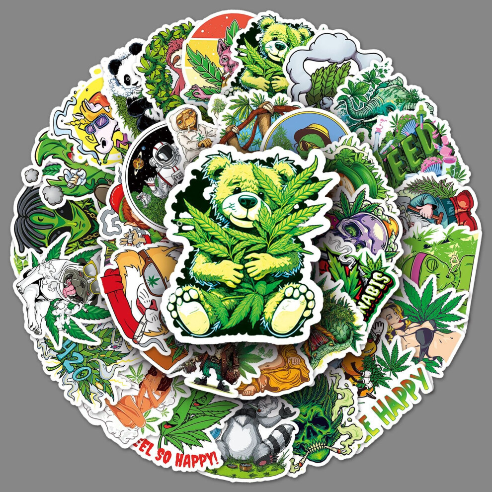 50 pieces of "Creative Trend Green Style" graffiti vinyl waterproof stickers for laptops, mobile phones, skateboards, luggage, water bottles