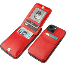 iPhone 13 Case Wallet with Credit Card Holder, Premium Leather Magnetic Clasp Kickstand Heavy Duty Protective Cover for iPhone 13 6.1 inch(Red)