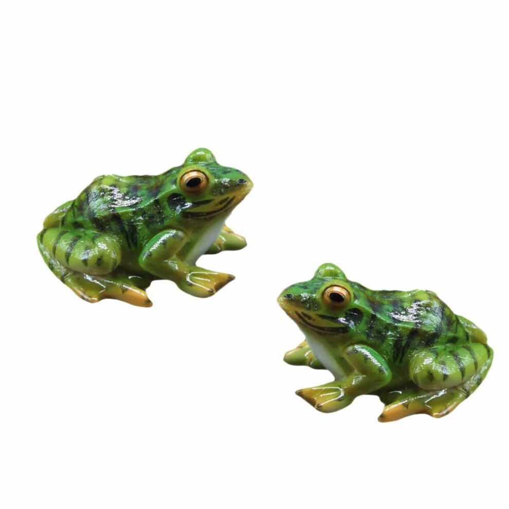 2pcs Frog Statue Resin Animal Garden Statue Funny Frog Sculpture Suitable for Home Desk Decoration-