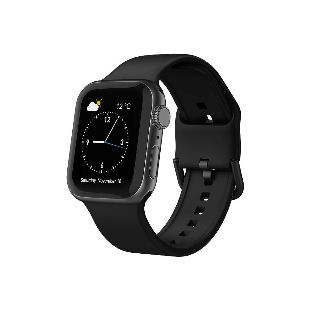 Sport Band Compatible With Apple Watch Bands 41Mm 40Mm 38Mm, Soft Silicone Wristbands Replacement Strap With Classic Clasp For Women Men- Black 7770197288699