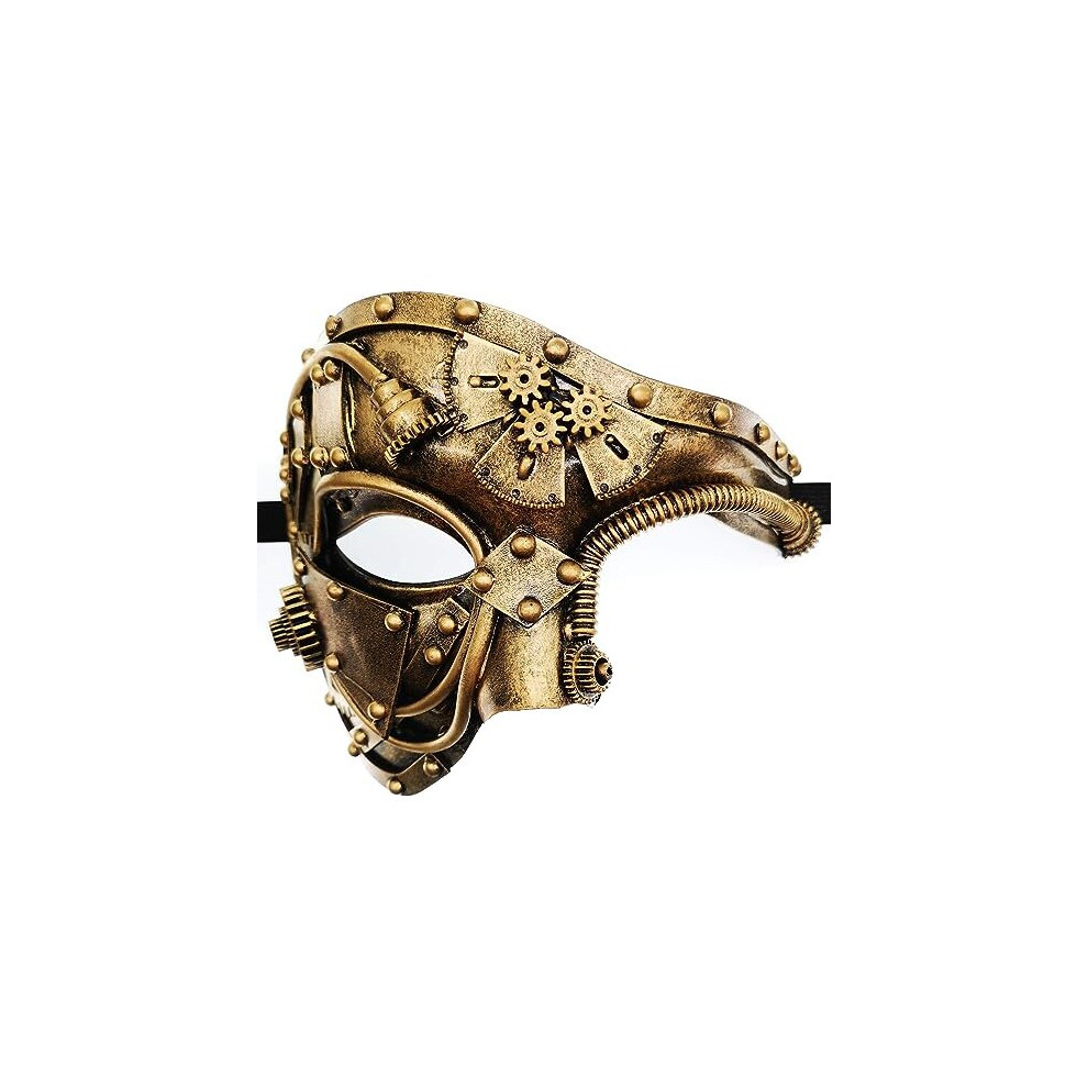 Steampunk Metal Cyborg Venetian Mask, Masquerade Mask For Halloween Costume Party/Phantom Of The Opera/Mardi Gras Ball