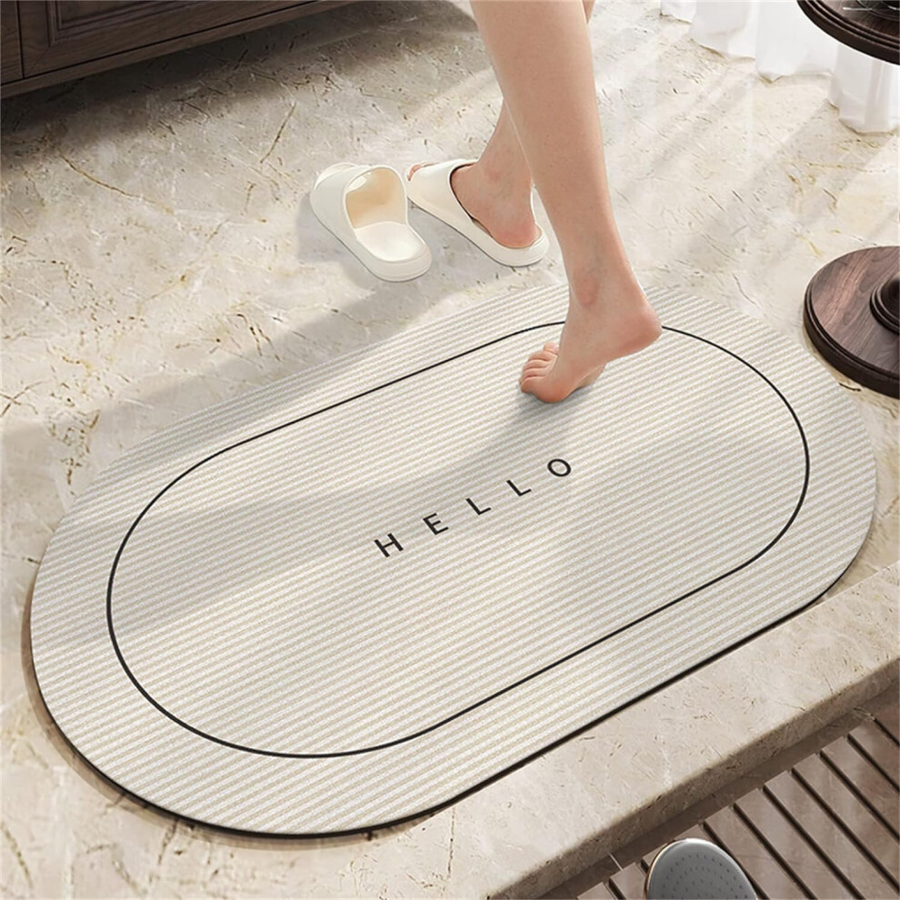 Non Slip Diatomite Stone Bath Mat Anti Mildew Quick Dry Minimalist Ellipse Diatom Stone Bath Mat Rubber Absorbent Shower Mat Bath Mat