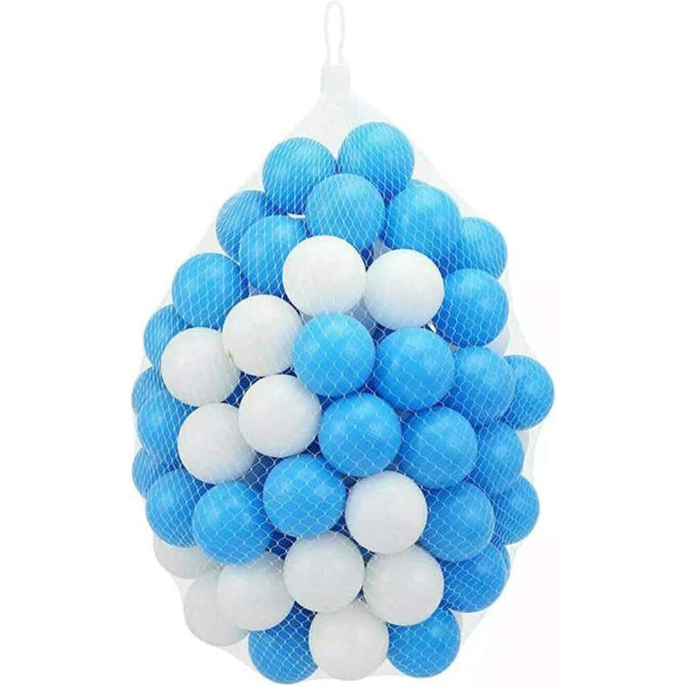(Blue) 100Pcs Kids Soft Pit Balls Plastic Play Balls Crush Proof, No Sharp Edges, Non Toxic, Phthalate & Bpa Free Indoor, Outdoor Use Blue Mantraraj