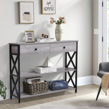 Narrow Wooden Console Table with Drawer