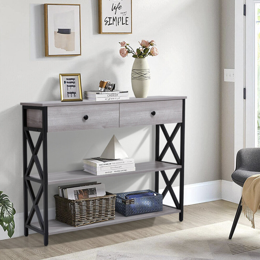 Narrow Wooden Console Table with Drawer
