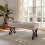 Living And Home (Beige) Mid Century Metal Upholstered Bench 1