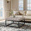 Living And Home (Beige) Square Linen Footstool with Metal Frame 2