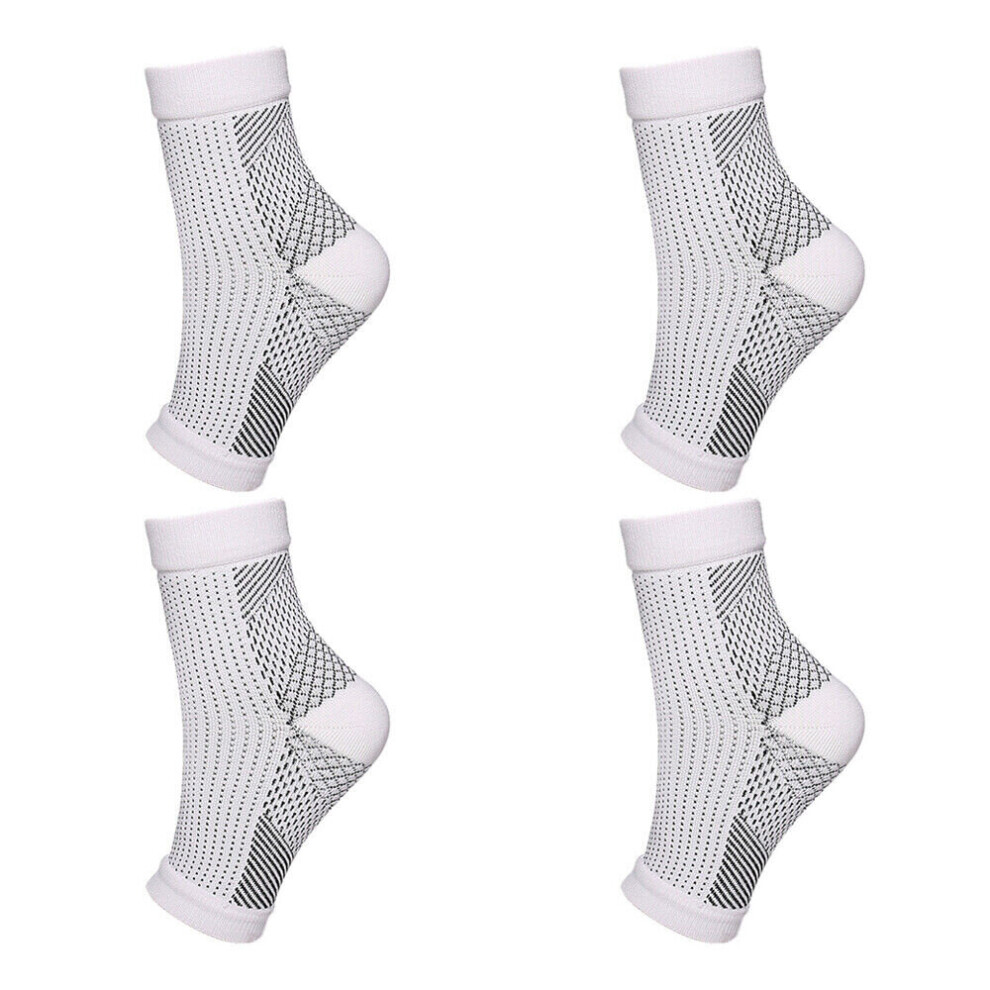 (  White,   L/XL?40-46?) Plantar Fasciitis Socks Compression Foot Arch Support Pain Ankle Relief