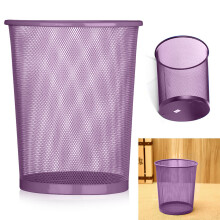 (Purple) Colourful Metal Mesh Waste Bin Rubbish Paper Net