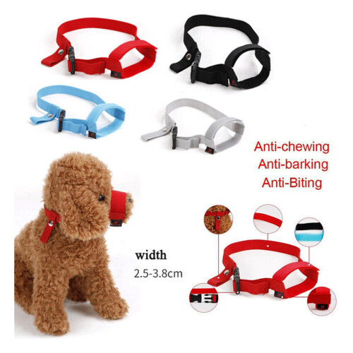 ( L, Blue STOP BARKING Adjustable Anti Bark Soft Dog) Nylon Dog Muzzle Mouth Cover With Adjustable Loop 2