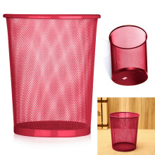 (Red) Colourful Metal Mesh Waste Bin Rubbish Paper Net