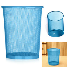 (Sky Blue) Colourful Metal Mesh Waste Bin Rubbish Paper Net