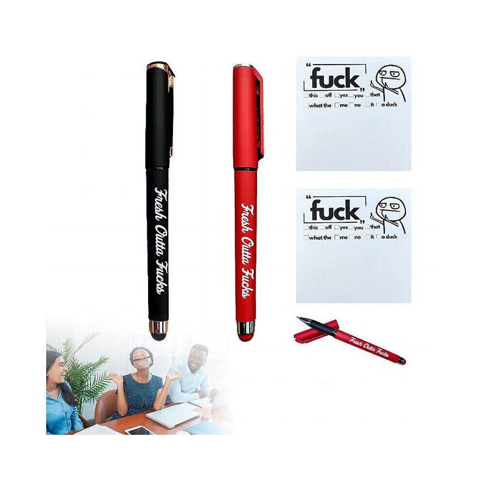 (2pcs) Fresh Outta F**ks Pad and Pen,Snarky Novelty Fresh Outta F**ks Pen Set