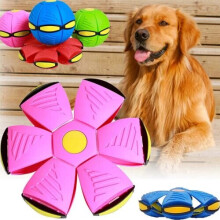 (No lights, Pink) Pet Toy Flying Saucer Ball Flying Saucer Ball