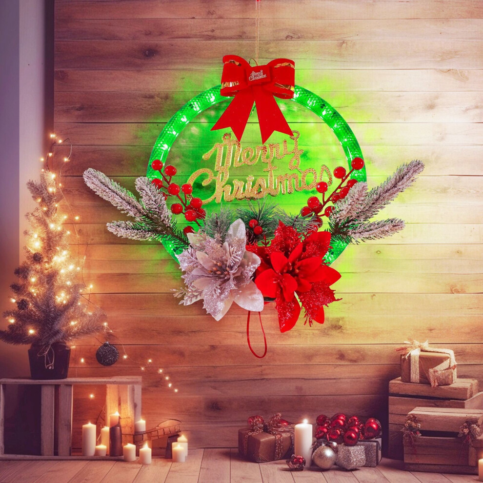 Christmas wreath display window DIY accessories Vine pendant Christmas glow Red fruit pendant decoration Holiday LED light