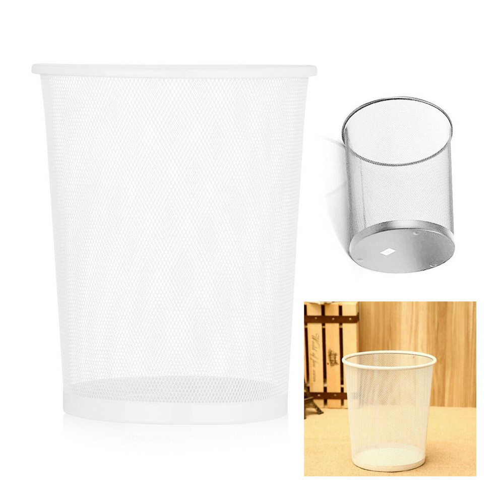 (White) Colourful Metal Mesh Waste Bin Rubbish Paper Net