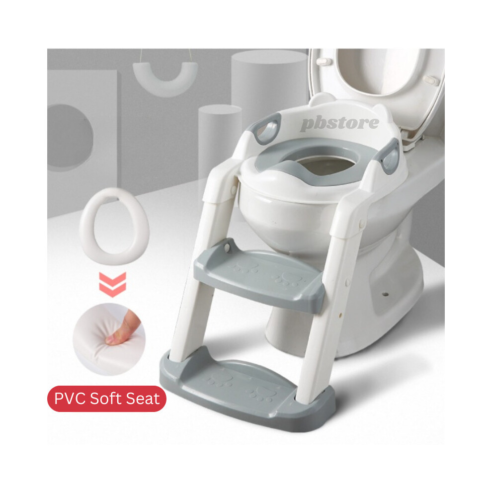 (  White) Foldable Baby Potty Infant Kids Toilet Chair Portable Training Seat With Ladder