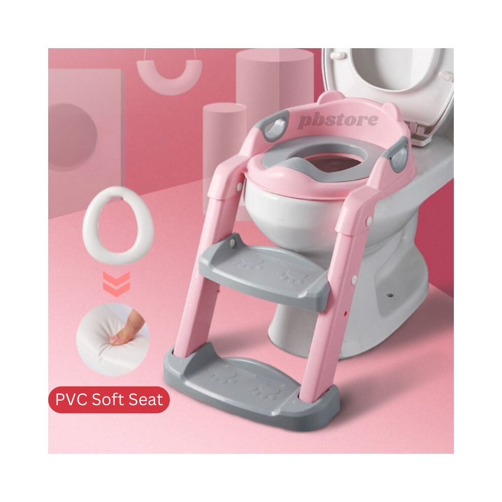 (  Pink) Foldable Baby Potty Infant Kids Toilet Chair Portable Training Seat With Ladder